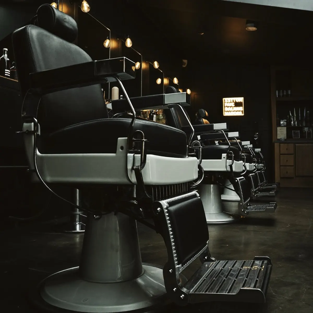 Row of barber chairs
